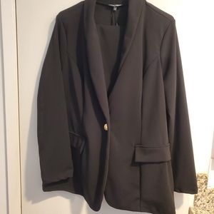 Black office suit.